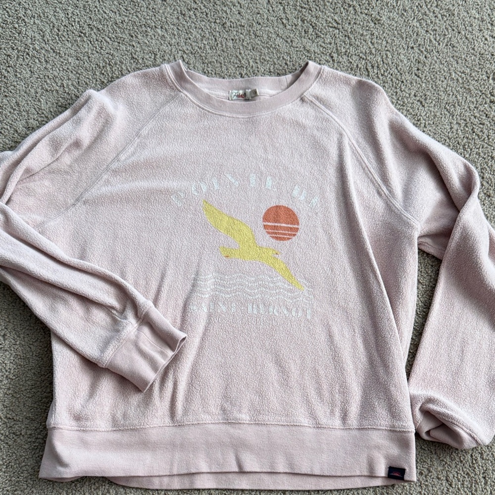 Faherty pointe De sweatshirt fleece distressed L